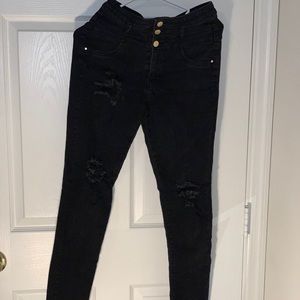 black distressed high waisted refuge jeans